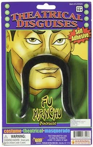 Fu Manchu Mustache Blk Synthetic Hair Asian Style Character Costume Mustache - Picture 1 of 1