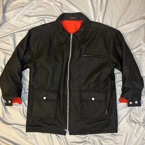 Vintage Marlboro Wool Blend Reversible Black and Red Men’s Jacket Coat Sz L - Picture 1 of 10