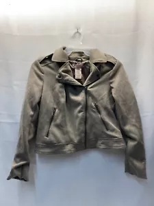Philosophy Women's Light Gray Faux Leather Zip up Moto Jacket Small or Medium - Picture 1 of 14