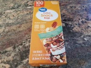 Double Zipper Portion Pack Snack Bags 100 Ct USA MADE FAST SHIPPING - Picture 1 of 1