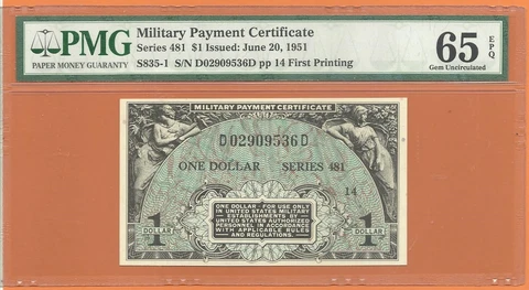 MPC 481 One Dollar First Printing PMG Gem 65 EPQ Cover