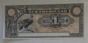 Ecuador One Sucre 1920 Uncirculated Condor and ship - Picture 1 of 2