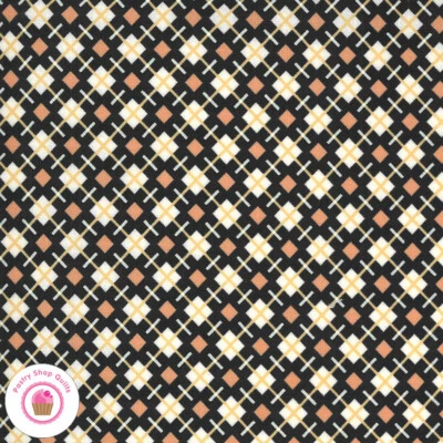 Moda KITTY CORN 31174 17 Black Check URBAN CHICKS Quilt Fabric HALLOWEEN - Image 1 of 4