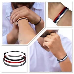 Mens adjustable red cord bracelet minimal surfer style beach jewelry unisex - Picture 1 of 39