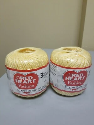 Lot of 2 Red Heart Fashion Crochet Thread 3, Color MAIZE Yellow NOS Vintage - Image 1 of 4