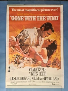 Vintage Gone With The Wind Movie Poster Large 66cm x 96cm - Picture 1 of 6