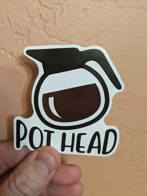 5-pack funny Pot Head pothead coffee sticker 3" waterproof