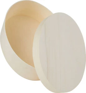 Scatola truciolare in legno VBS, ovale, 12 x 9 cm, H 5 cm - Foto 1 di 2