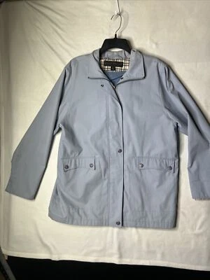 Abrigo para mujer Misty Harbor PL azul abotonado botones de mármol impermeable con capucha Foto 1 de 4