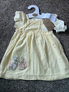 TU Calze Vestito Estivo Bambina Giallo Gingham Peter Coniglio 6-9 Mesi Nuove - Foto 1 di 3