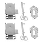 Set Of 2 Classic Nickel Cabinet Locks With Key Suitable For Jewel Cases