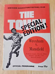 Wrexham v Mansfield Town. 14th May 1977. Division Three. Very Good condition - Picture 1 of 1