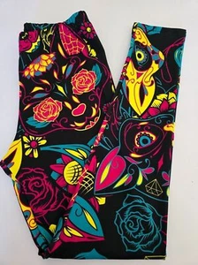 XXL Cat Cartoon Flower Yoga Leggings High Stretch Running Workout Gym Tight - Picture 1 of 5