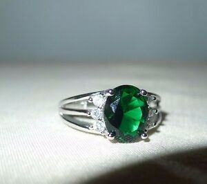 White Gold Plated Filled Simulated Emerald Green Cubic Zirconia Princess Kate