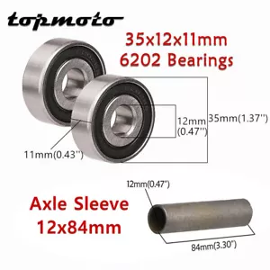 Paar 6202 12x35x11mm Lager + 12x84mm Hinterrad Achshülse Motorrad - Bild 1 von 5