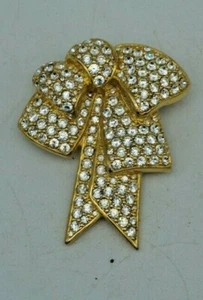 NOLAN MILLER SPILLA FIOCCO NASTRO STRASS TONO ORO E CRISTALLO 2 1/2" SPLENDIDA - Foto 1 di 4