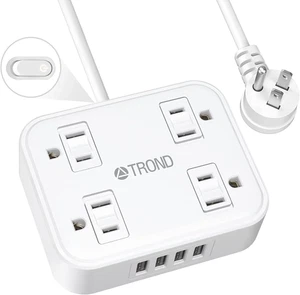 Tira de alimentación con USB, cable de extensión de 5 pies para 4 USB y 4 salidas deslizantes de seguridad para niños - Imagen 1 de 12