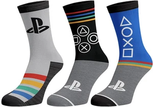 PlayStation Men's Console Controller Logo Designs 3-Pack Adult Crew Socks - Picture 1 of 4