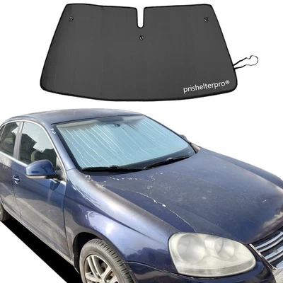 Parabrisas delantero apto para Volkswagen Jetta 06-10 negro plateado campamento parasol Foto 1 de 4