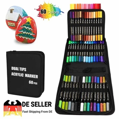 Acrylstifte für Steine Wasserfest, 60 Farben Dual Tip Acrylic Paint Marker Set - Bild 1 von 4