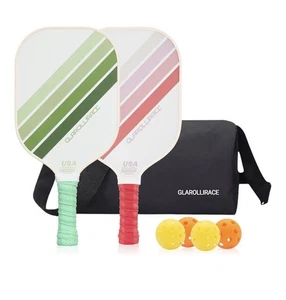 Glarollirace Two Pickleball/Paddle Rackets Four Balls &  Bag Set USA Approved - Picture 1 of 7