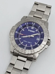 TRASER SUPER SPORT 3H Men's Watch 200M W/R Deep Navy Blue Dial Runs Great 45mm - Picture 1 of 10