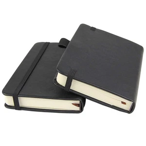 Pocket Notebook Small Hardcover Journal With Pen Holder Black 2 Pack 3.5 x 5.5 - Picture 1 of 8
