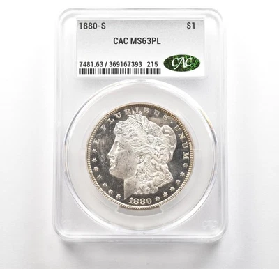 1880-S Morgan Silver Dollar MS63 PL CAC CACg *6326 - Image 1 of 3
