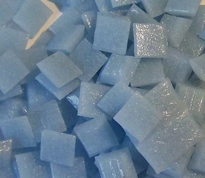 100 Mosaic Tiles 3/8" PALE BLUE VETRICCO ITALIAN GLASS Supplies #05 - Picture 1 of 2