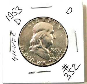 1953-D - SELTENE Franklin Half Dollar 90% Silbermünze höhere Qualität ⭐352⭐ V4 - Bild 1 von 2