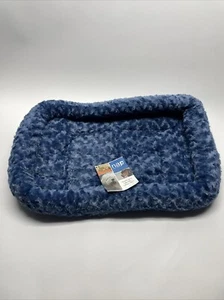 Furhaven Nap Pet Bed Dog Cat Padded Bolster Medium M 21” x 30” Blue Ultra Plush - Picture 1 of 6