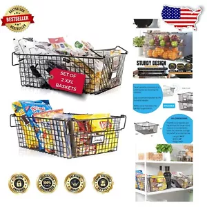 Versatile XXL Wire Mesh Storage Baskets - Stylish Organizers for Kitchen - Picture 1 of 8