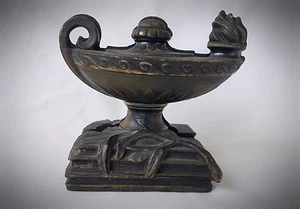 Vintage Bronze Genie Bottle Form Bookends - Picture 1 of 7
