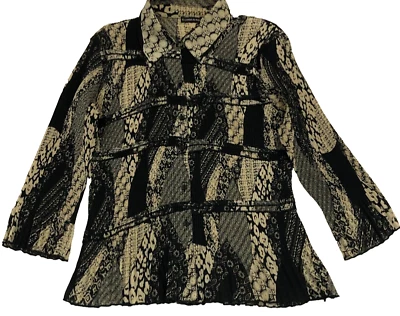 Blusa feminina Essentials by Milano tamanho G floral com botões manga 3/4 nova sem etiquetas - Imagem 1 de 4