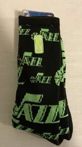 UTAH JAZZ NBA Black/Neon Green Socks - Men's Size L (10-13) Cover