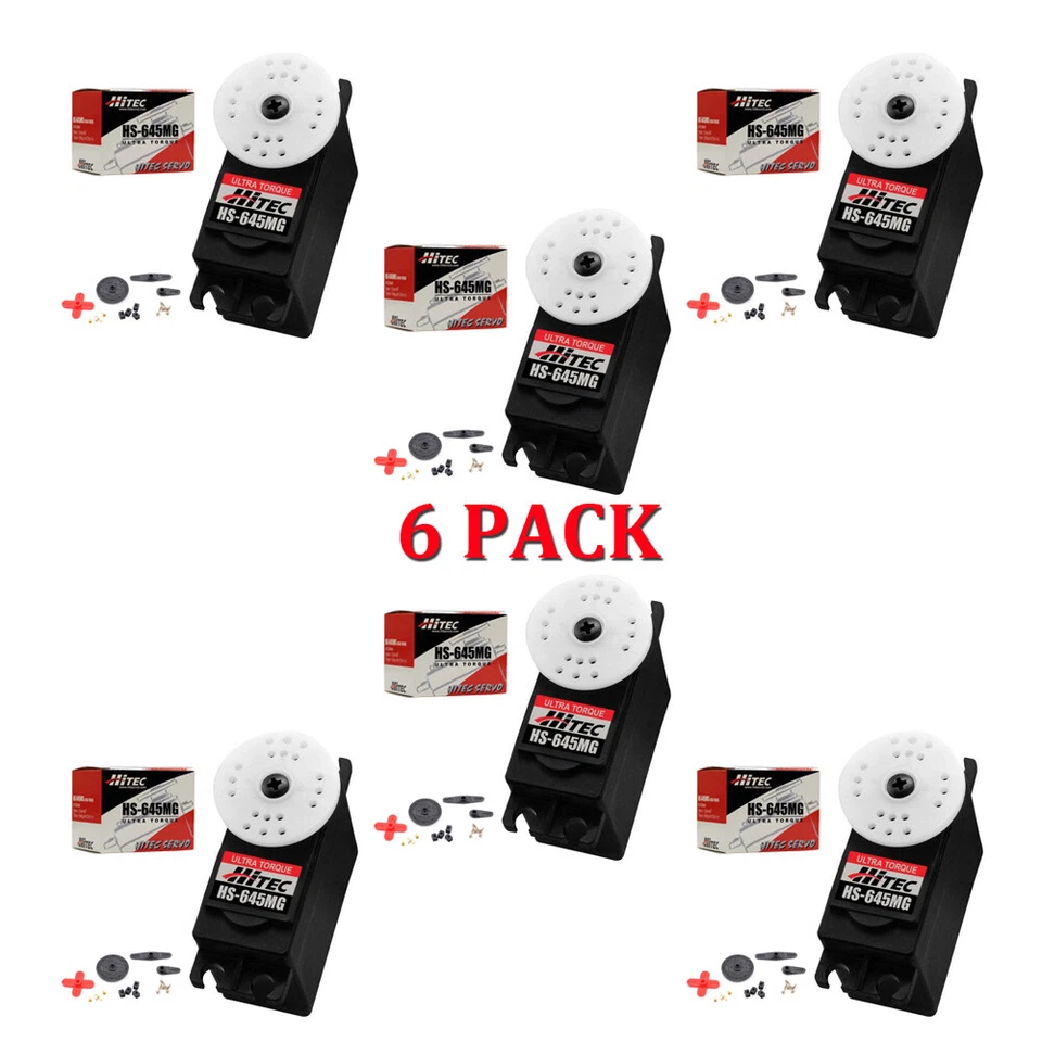 Hitec HS-645MG High Torque 2BB Metal Gear Servo 6-PACK HS645MG / HS645 / 645MG - Image 1 of 1