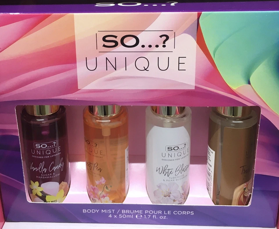 SOFRAGRANCE So...? Unique Body Mist Gift Set Ladies Fragrance 4 Bottles Truffle Vanilla