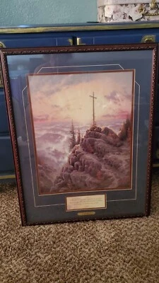 VTG Thomas Kinkade Sunrise Framed Print  Certificate of Authenticity 1999 Cross - Image 1 of 4