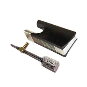 4/4 Violin Frog Silver Parts Ebony Frog Screw Button Bow Abalone Blank No Eye - Picture 1 of 2