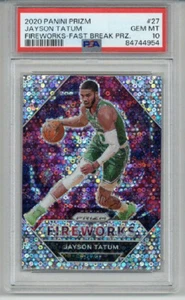 2020 PANINI PRIZM PRIZM FIREWORKS FAST BREAK PRIZM JAYSON TATUM PSA 10 LOW POP - Picture 1 of 2