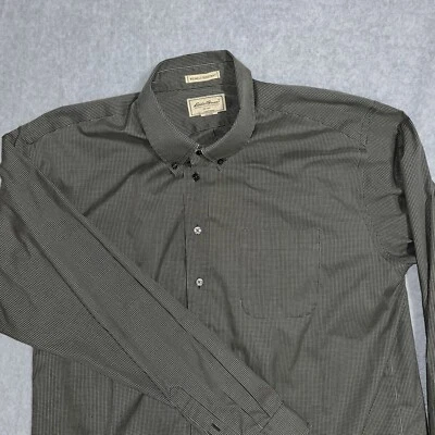 Eddie Bauer Dress Shirt TXL XL Tall Dark Green Check Wrinkle Free Button Up - Image 1 of 4