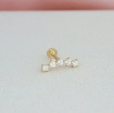 Diamond Constellation Ear Crawler 14K Solid Gold Body Piercing Jewelry Nose/Ear. - Image 1 of 4