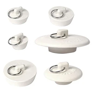 6 Pack Rubber Bathtub Sink Drain Stopper Plug with Hanging Ring for Bathroom - Picture 1 of 7