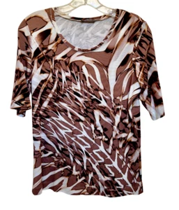 Basler Top, Marrakesh print, rust/off white, Elbow Sleeve Sz 36/Small - Picture 1 of 7