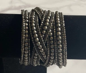 Vintage Statement Seed Bead Braided Cuff Bracelet Jewelry BEA18-46 - Picture 1 of 6