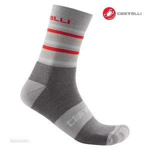 Castelli GREGGE 15 Wool Socks : TRAVERTINE/NICKEL GREY - One Pair - Picture 1 of 2