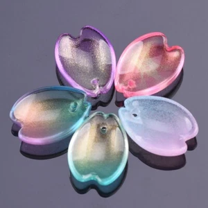 10pcs Petal Shape 15x12mm Lampwork Glass Loose Pendants Beads for Jewelry Making - Picture 1 of 27