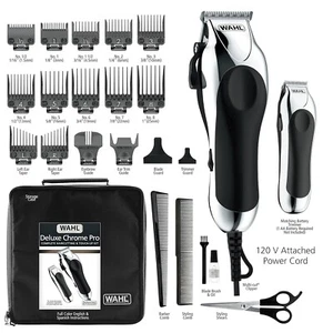 Wahl Clipper USA Deluxe Corded Chrome Pro, Complete Hair and Trimming Kit, Inclu - Picture 1 of 6