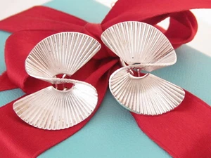Tiffany & Co Silver Large Fan Earrings For Pierced Ears - Picture 1 of 4