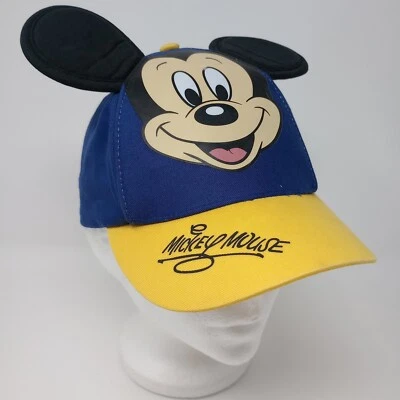 Auténtica gorra ajustable para niños pequeños orejas azules amarillas de Mickey Mouse de los parques de Disney Foto 1 de 4